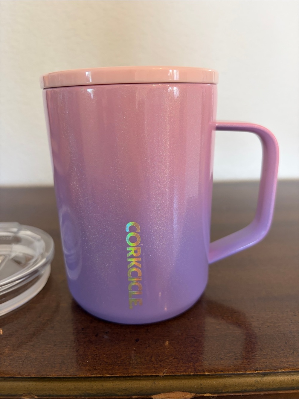 Corkcicle Pink to Purple Ombre Sparkle Mug with Handle 16oz